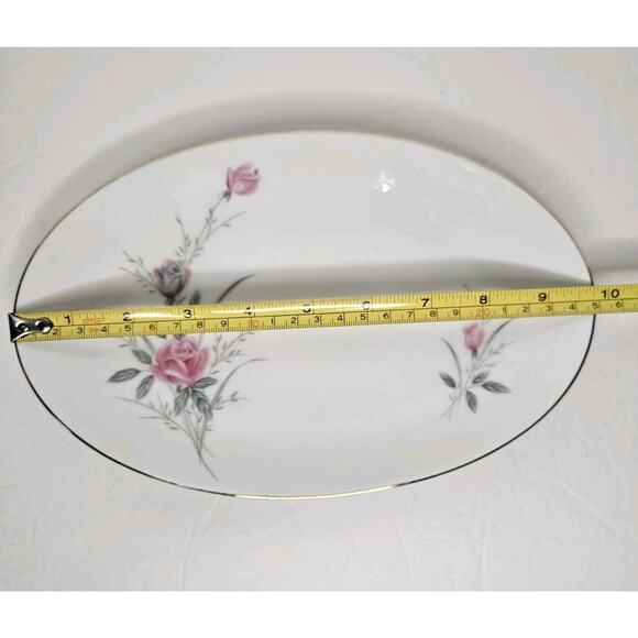 Vintage Golden Rose Fine China Tray Japan Made 10" Oval Plate Floral Gold Trim - Picture 8 of 10